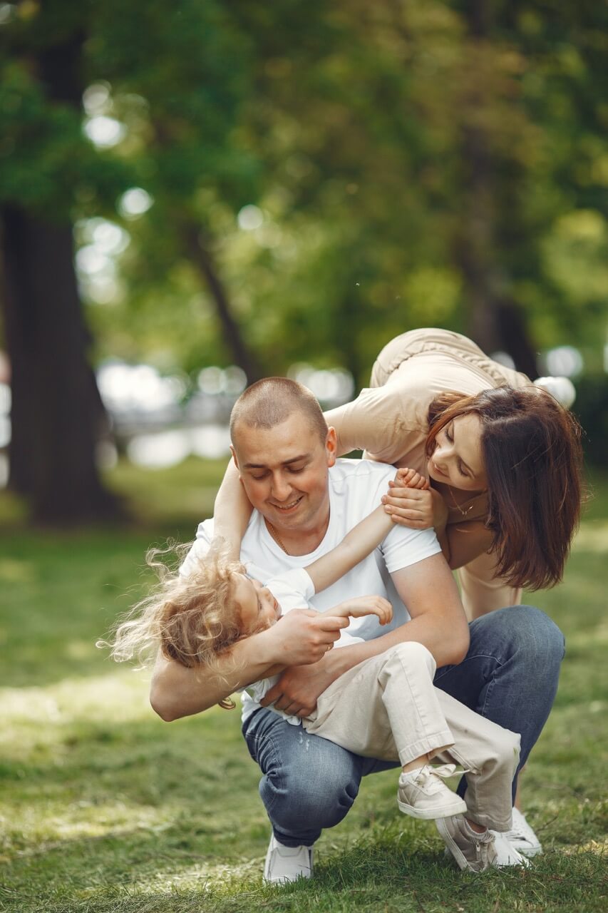 happy family outside